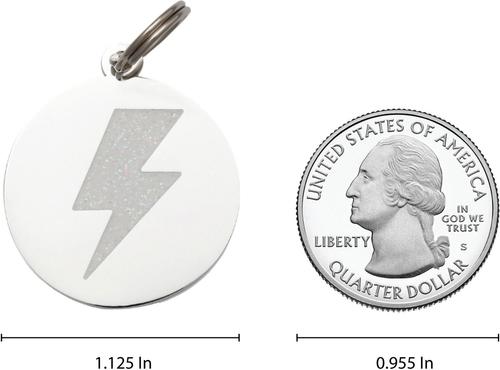Show full view: Two Tails Pet Company Lightning Bolt Brass Non-Personalized Dog & Cat ID Tag, Silver/White slide 3 of 3