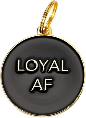 Show full view: Two Tails Pet Company Loyal AF Brass Non-Personalized Dog ID Tag, Black slide 1 of 5