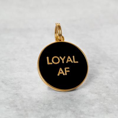 Show full view: Two Tails Pet Company Loyal AF Brass Non-Personalized Dog ID Tag, Black slide 3 of 5