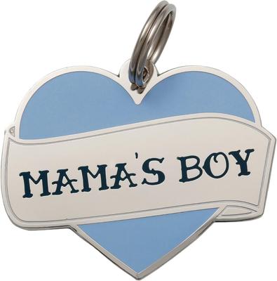 Show full view: Two Tails Pet Company Mama's Boy Brass Non-Personalized Dog & Cat ID Tag, Blue slide 1 of 5