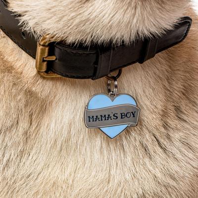 Show full view: Two Tails Pet Company Mama's Boy Brass Non-Personalized Dog & Cat ID Tag, Blue slide 3 of 5
