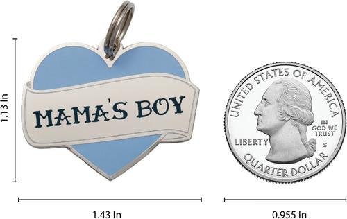 Show full view: Two Tails Pet Company Mama's Boy Brass Non-Personalized Dog & Cat ID Tag, Blue slide 5 of 5
