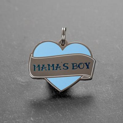 Show full view: Two Tails Pet Company Mama's Boy Brass Non-Personalized Dog & Cat ID Tag, Blue slide 4 of 5