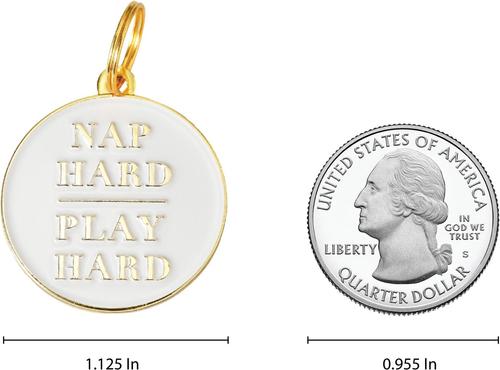 Show full view: Two Tails Pet Company Nap Hard Play Hard Non-Personalized Dog ID Tag, White slide 5 of 5