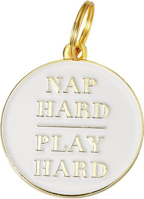 Show full view: Two Tails Pet Company Nap Hard Play Hard Personalized Dog ID Tag slide 1 of 4