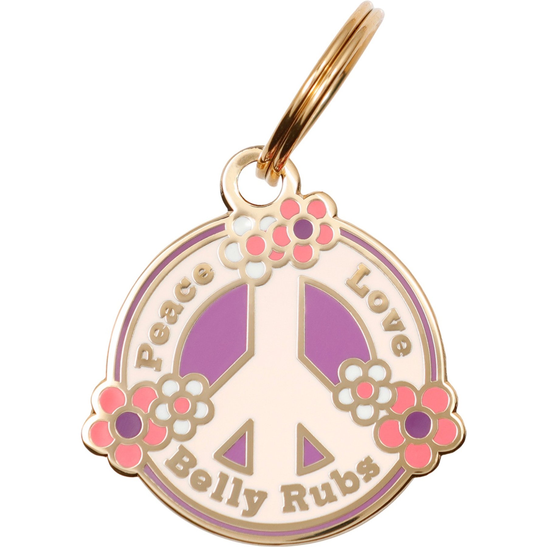 Two Tails Pet Company Peace, Love, Belly Rubs Personalized Dog ID Tag