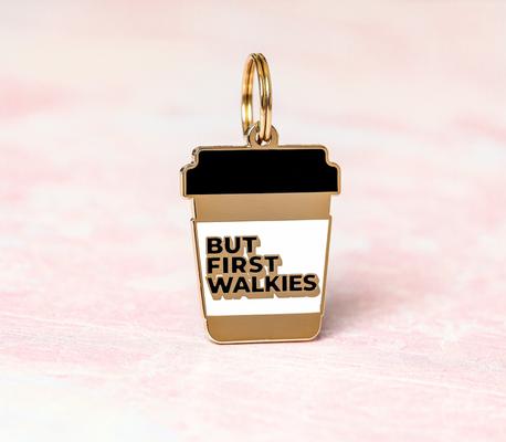 Show full view: Two Tails Pet Company Personalized But First Walkies Dog & Cat ID Tag slide 4 of 6