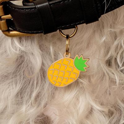 Show full view: Two Tails Pet Company Pineapple Brass Non-Personalized Dog & Cat ID Tag, Yellow slide 3 of 4