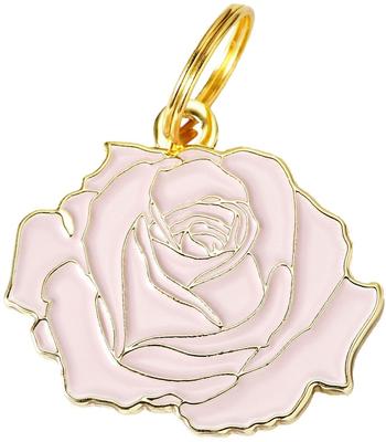 Show full view: Two Tails Pet Company Rose Brass Non-Personalized Dog & Cat ID Tag, Gold/Pink slide 1 of 5