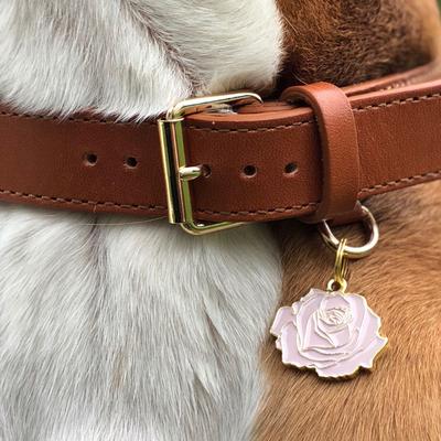 Show full view: Two Tails Pet Company Rose Brass Non-Personalized Dog & Cat ID Tag, Gold/Pink slide 4 of 5