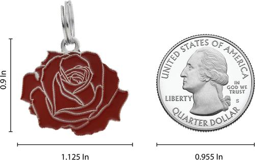 Show full view: Two Tails Pet Company Rose Brass Non-Personalized Dog & Cat ID Tag, Silver/Red slide 3 of 3