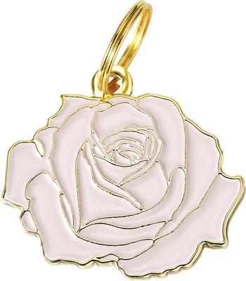 Show full view: Two Tails Pet Company Rose Personalized Dog & Cat ID Tag, Pink & Gold slide 1 of 5