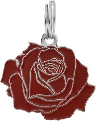 Show full view: Two Tails Pet Company Rose Personalized Dog & Cat ID Tag, Red & Silver slide 1 of 4