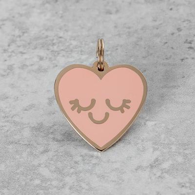 Show full view: Two Tails Pet Company Smiling Heart Brass Non-Personalized Dog & Cat ID Tag, Pink slide 6 of 7