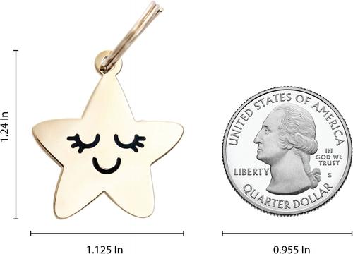 Show full view: Two Tails Pet Company Smiling Star Brass Non-Personalized Dog & Cat ID Tag, Gold slide 5 of 5