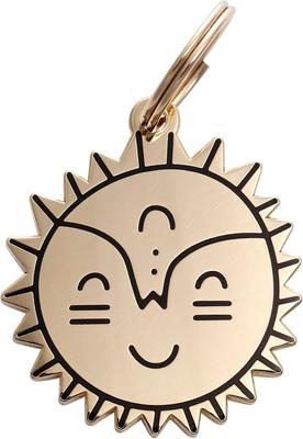 Show full view: Two Tails Pet Company Smiling Sun Brass Non-Personalized Dog & Cat ID Tag, Gold slide 1 of 4