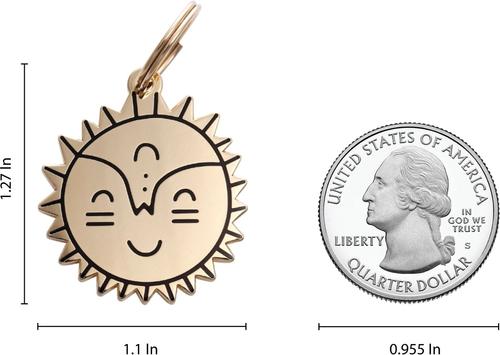 Show full view: Two Tails Pet Company Smiling Sun Brass Non-Personalized Dog & Cat ID Tag, Gold slide 4 of 4