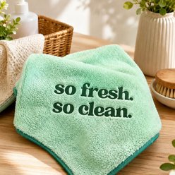 Two Tails Pet Company So Fresh So Clean Premium Microfiber Dog Towel, Green