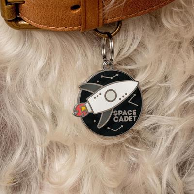 Show full view: Two Tails Pet Company Space Cadet Brass Non-Personalized Dog & Cat ID Tag, Navy slide 2 of 4