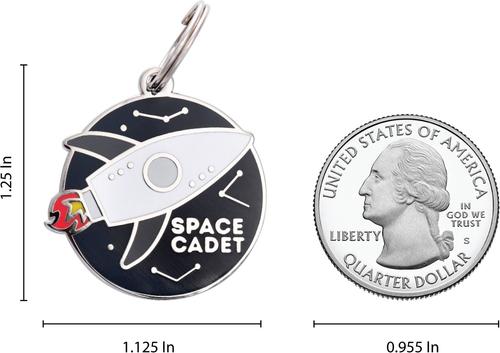 Show full view: Two Tails Pet Company Space Cadet Brass Non-Personalized Dog & Cat ID Tag, Navy slide 4 of 4