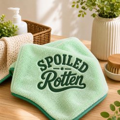 Two Tails Pet Company Spoiled Rotten Premium Microfiber Dog Towel, Green
