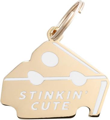 Show full view: Two Tails Pet Company Stinkin' Cute Brass Non-Personalized Dog & Cat ID Tag, Gold slide 1 of 2