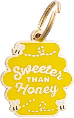 Show full view: Two Tails Pet Company Sweeter Than Honey Brass Non-Personalized Dog & Cat ID Tag, Yellow slide 1 of 2