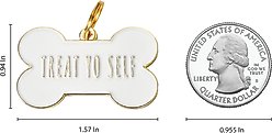 Two Tails Pet Company Treat Yo Self Brass Non-Personalized Dog & Cat ID Tag, White slide 2 of 5