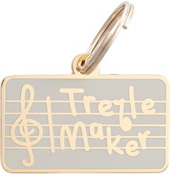 Two Tails Pet Company Treble Maker Brass Non-Personalized Dog & Cat ID Tag, White