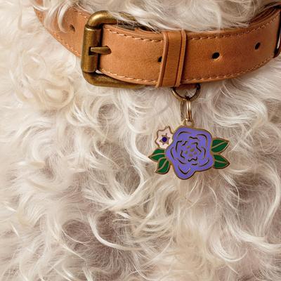 Show full view: Two Tails Pet Company Wild Flower Brass Non-Personalized Dog & Cat ID Tag, Purple slide 2 of 5