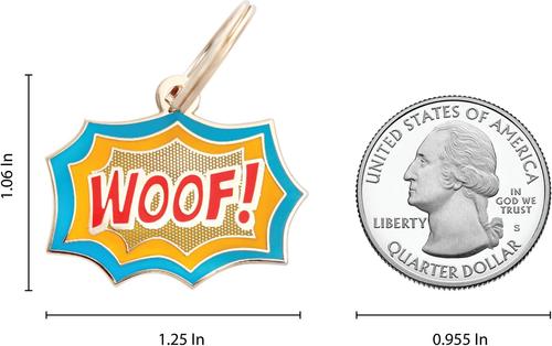 Show full view: Two Tails Pet Company Woof! Dog ID Tag, Blue slide 4 of 5