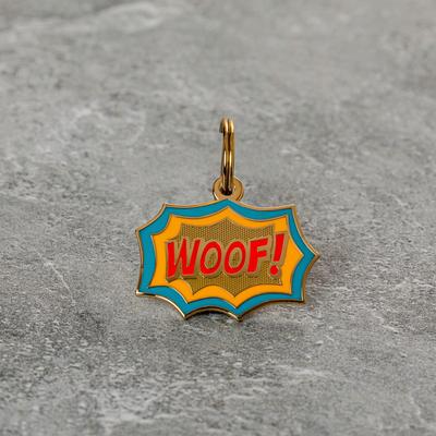 Show full view: Two Tails Pet Company Woof! Dog ID Tag, Blue slide 3 of 5