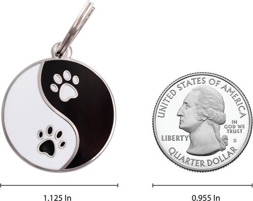 Show full view: Two Tails Pet Company Yin Yang Brass Non-Personalized Dog & Cat ID Tag, Black slide 4 of 4