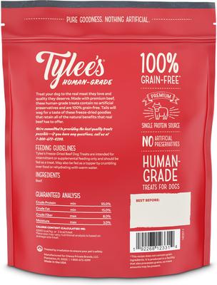 Show full view: Tylee’s Beef Human-Grade Freeze-Dried Dog Treats, 3.5-oz bag slide 3 of 9