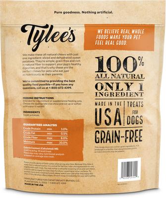 Show full view: Tylee's Sweet Potato Chew Dehydrated Dog Treats, 16-oz bag slide 3 of 10