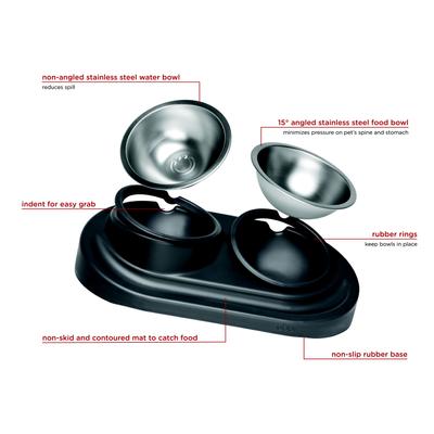 Show full view: Ubbi Food & Water Non-Skid Stainless Steel Elevated Dog & Cat Bowls, 16-oz, Gray slide 2 of 7
