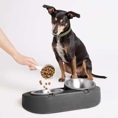 Show full view: Ubbi Food & Water Non-Skid Stainless Steel Elevated Dog & Cat Bowls, 16-oz, Gray slide 4 of 7