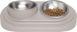 Ubbi Food & Water Non-Skid Stainless Steel Elevated Dog & Cat Bowls, 16-oz, Taupe