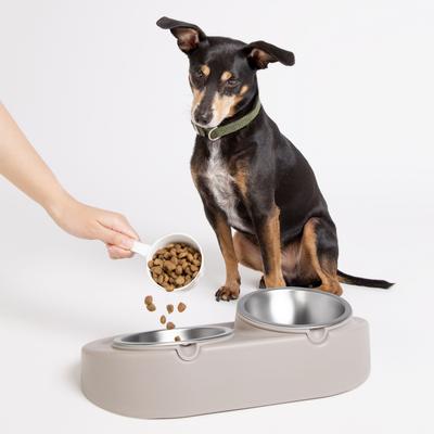 Show full view: Ubbi Food & Water Non-Skid Stainless Steel Elevated Dog & Cat Bowls, 16-oz, Taupe slide 3 of 6
