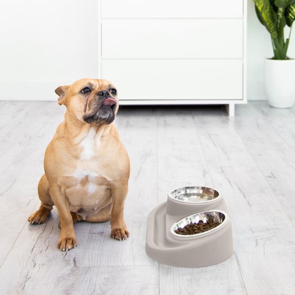Ubbi Food & Water Non-Skid Stainless Steel Elevated Dog & Cat Bowls, 16-oz
