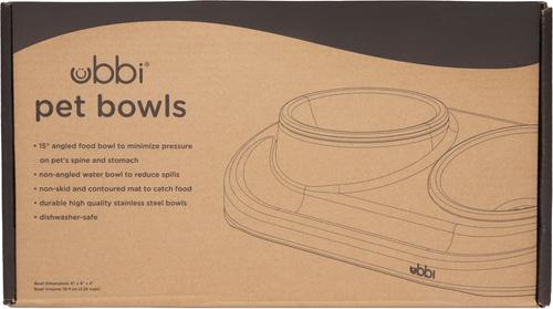Show full view: Ubbi Food & Water Non-Skid Stainless Steel Elevated Dog & Cat Bowls, 16-oz, Taupe slide 2 of 6