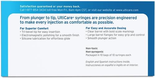Show full view: UltiCare VetRx Insulin Syringes U-100 12.7mm x 29G, 0.5-cc, 100 syringes slide 2 of 6
