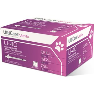 UltiCare VetRx Insulin Syringes U-40 12.7mm x 29G with 1/2 Unit Markings, 0.3-cc, 100 syringes