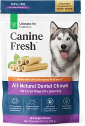 Ultimate Pet Nutrition Canine Fresh All-Natural Grain-Free Pork Adult Dental Dog Chews, Large, 12 count