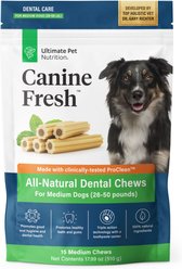 Ultimate Pet Nutrition Canine Fresh All-Natural Grain-Free Pork Adult Dental Dog Chews, Medium, 15 count
