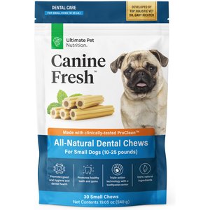 Ultimate Pet Nutrition Canine Fresh All-Natural Grain-Free Pork Adult Dental Dog Chews, Small, 30 count