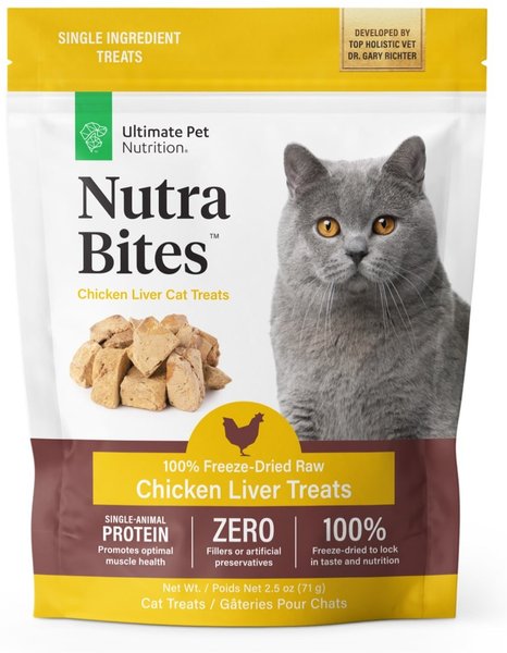 Ultimate Pet Nutrition Nutra Bites Chicken Liver Freeze-Dried Cat Treats, 2.5-oz bag