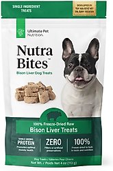 Ultimate Pet Nutrition Nutra Bites Freeze-Dried Raw Bison Liver Dog Treats, 4-oz bag