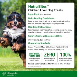 Ultimate Pet Nutrition Nutra Bites Freeze-Dried Raw Chicken Liver Dog Treats, 4-oz bag