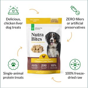 Ultimate Pet Nutrition Nutra Bites Freeze-Dried Raw Chicken Liver Dog Treats, 4-oz bag